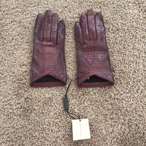 Burberry python brgandy gloves